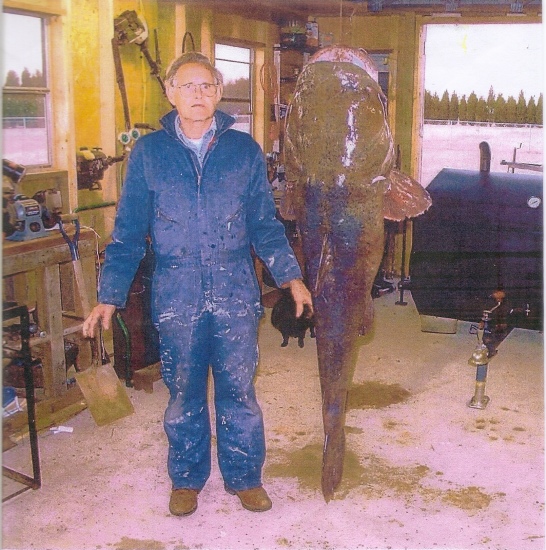 This is my dad Tommy Q Frederick,  he caught the fish (flat-head catfish) at Santee Cooper in South Carolina.  It was estimated at 150 lbs because they didn't have a big enough scale to weight it. Took them 2 hrs to bring it in to shore.   He caught it in 4 feet of water in December of 06.     He was and still is a very happy fisherman.  Thank you,  (his daughter)   Doris Lynn Frederick Minteer