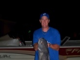 Went night fishing on the alabama river in dallas county and caught this 25 pound blue cat while fishing with cutup  shad on a jug.This is the biggest catfish I have ever caught,and my wife was there to share the excitement with me.