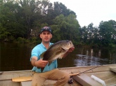 This bass was caught at Cherokee Springs (Spartanburg County, SC) on Friday May 29, 2009 on a Texas Rigged Purple Lizard.  The bass was not weighed, estimate it's weight to be 7-8 pounds.  Released fish back into the pond.