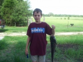 caught in farm pound. weighed 5lbs and was 24 inches long. caught with blood bait, in 10ft. of water.